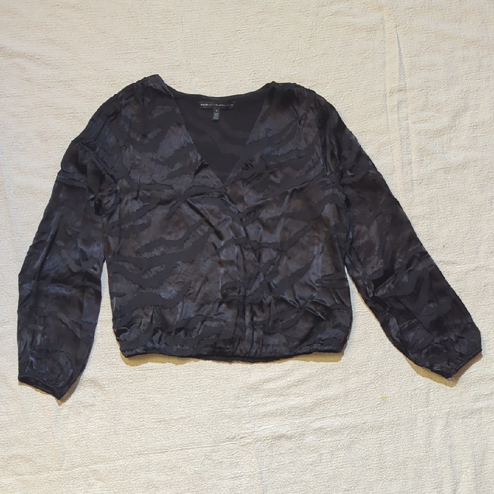 Semi-Sheer Black Tiger Print Blouse